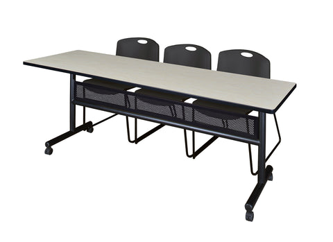 Regency Kobe 48 x 24 in. FlipTop Privacy Nesting Table 2 Zeng Stack Chairs
