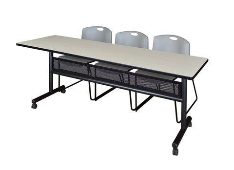 Regency Kobe 48 x 24 in. FlipTop Privacy Nesting Table 2 Zeng Stack Chairs