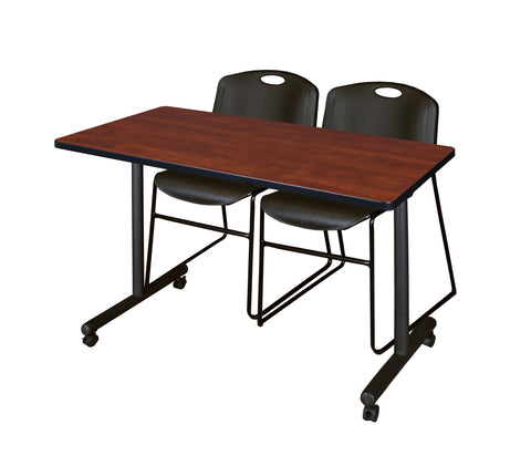 Regency Kobe 48 x 24 in. Mobile TBase Training Table 2 Zeng Stack Chairs