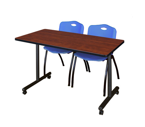 Regency Kobe 48 x 24 in. Mobile TBase Training Table 2 M Stack Chairs