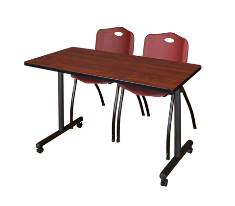 Regency Kobe 48 x 24 in. Mobile TBase Training Table 2 M Stack Chairs