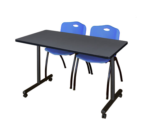 Regency Kobe 48 x 24 in. Mobile TBase Training Table 2 M Stack Chairs