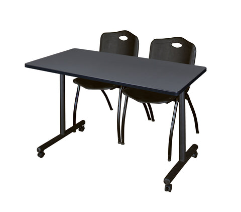 Regency Kobe 48 x 24 in. Mobile TBase Training Table 2 M Stack Chairs
