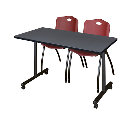 Regency Kobe 48 x 24 in. Mobile TBase Training Table 2 M Stack Chairs