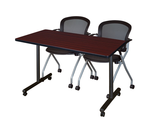 Regency Kobe 48 x 24 in. Mobile TBase Training Table 2 Cadence Nesting Chairs