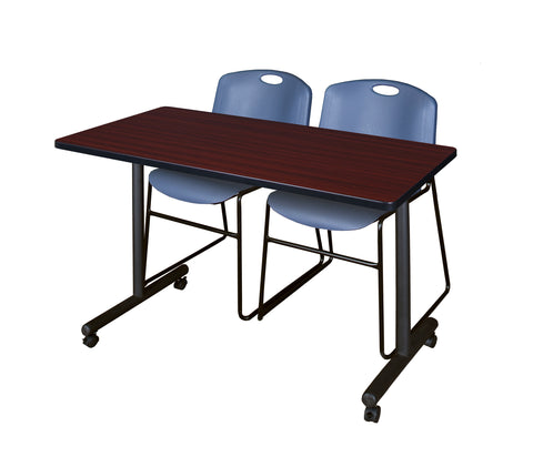 Regency Kobe 48 x 24 in. Mobile TBase Training Table 2 Zeng Stack Chairs