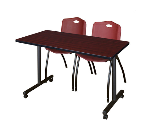 Regency Kobe 48 x 24 in. Mobile TBase Training Table 2 M Stack Chairs