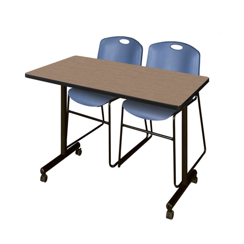 Regency Kobe 48 x 24 in. Mobile TBase Training Table 2 Zeng Stack Chairs