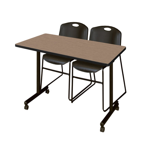 Regency Kobe 48 x 24 in. Mobile TBase Training Table 2 Zeng Stack Chairs