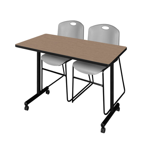 Regency Kobe 48 x 24 in. Mobile TBase Training Table 2 Zeng Stack Chairs