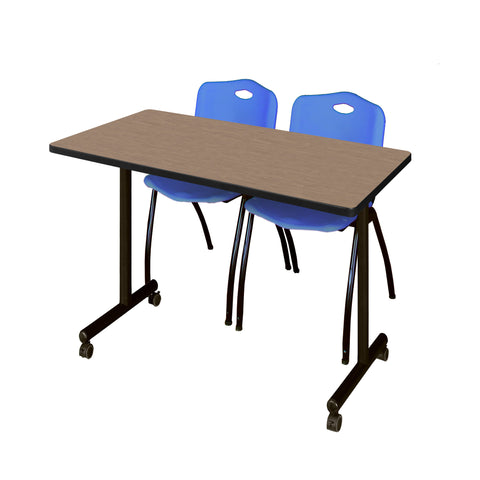 Regency Kobe 48 x 24 in. Mobile TBase Training Table 2 M Stack Chairs