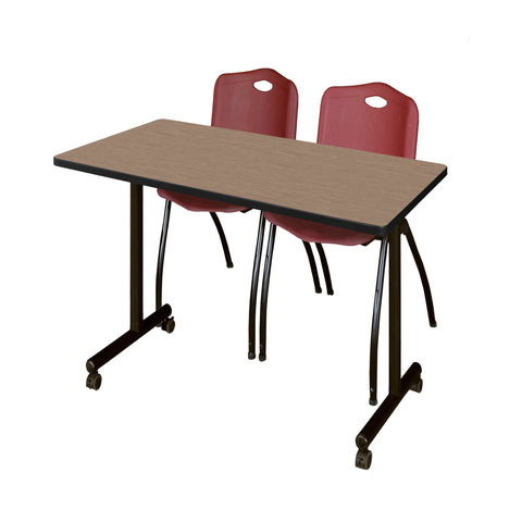 Regency Kobe 48 x 24 in. Mobile TBase Training Table 2 M Stack Chairs