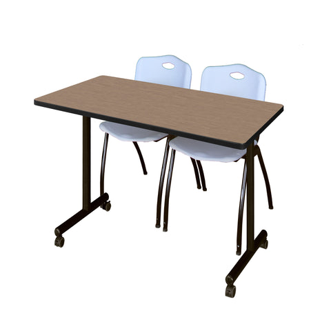 Regency Kobe 48 x 24 in. Mobile TBase Training Table 2 M Stack Chairs