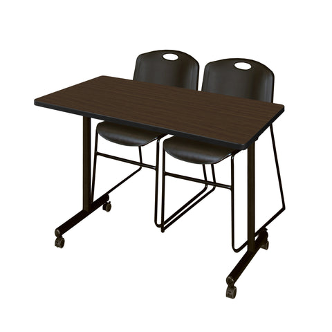 Regency Kobe 48 x 24 in. Mobile TBase Training Table 2 Zeng Stack Chairs