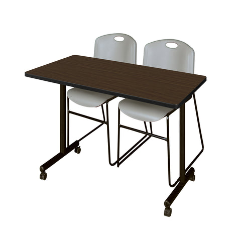 Regency Kobe 48 x 24 in. Mobile TBase Training Table 2 Zeng Stack Chairs