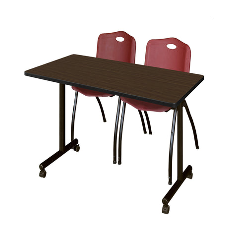 Regency Kobe 48 x 24 in. Mobile TBase Training Table 2 M Stack Chairs