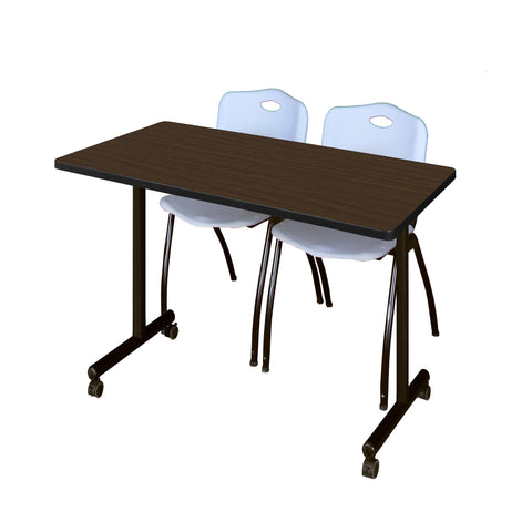 Regency Kobe 48 x 24 in. Mobile TBase Training Table 2 M Stack Chairs