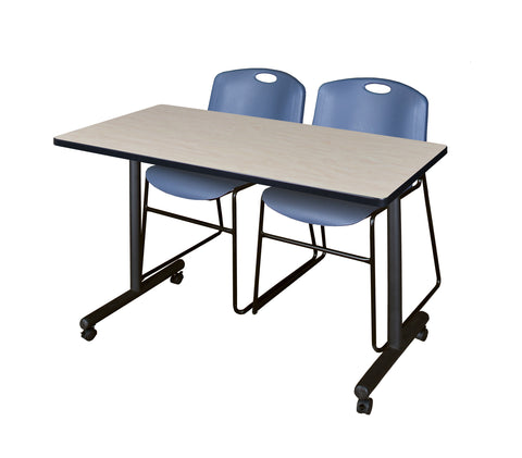 Regency Kobe 48 x 24 in. Mobile TBase Training Table 2 Zeng Stack Chairs