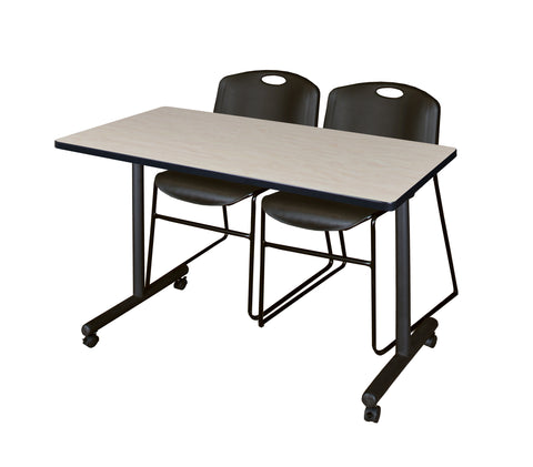 Regency Kobe 48 x 24 in. Mobile TBase Training Table 2 Zeng Stack Chairs