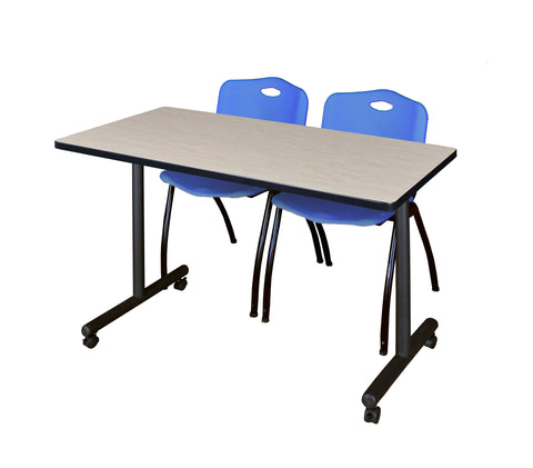 Regency Kobe 48 x 24 in. Mobile TBase Training Table 2 M Stack Chairs