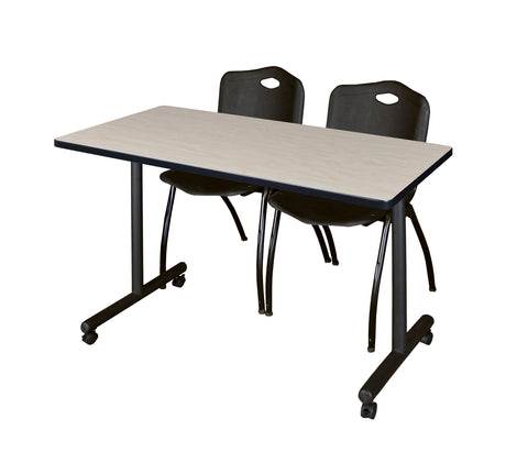 Regency Kobe 48 x 24 in. Mobile TBase Training Table 2 M Stack Chairs