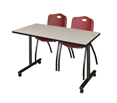 Regency Kobe 48 x 24 in. Mobile TBase Training Table 2 M Stack Chairs