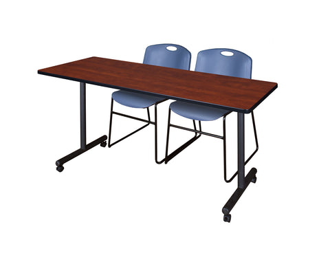 Regency Kobe 48 x 24 in. Mobile TBase Training Table 2 Zeng Stack Chairs