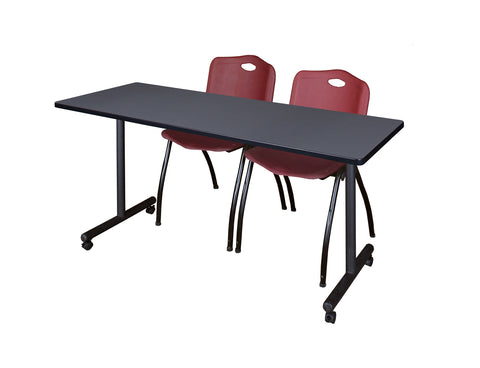Regency Kobe 48 x 24 in. Mobile TBase Training Table 2 M Stack Chairs