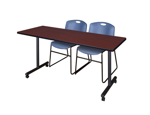 Regency Kobe 48 x 24 in. Mobile TBase Training Table 2 Zeng Stack Chairs