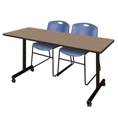 Regency Kobe 48 x 24 in. Mobile TBase Training Table 2 Zeng Stack Chairs