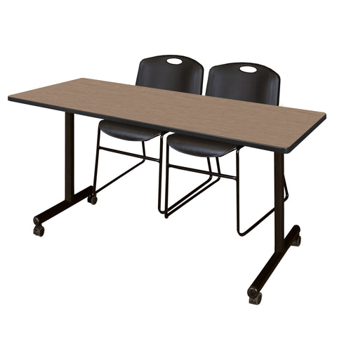 Regency Kobe 48 x 24 in. Mobile TBase Training Table 2 Zeng Stack Chairs