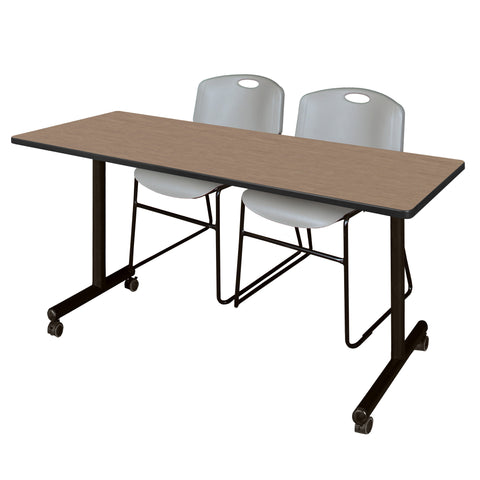 Regency Kobe 48 x 24 in. Mobile TBase Training Table 2 Zeng Stack Chairs