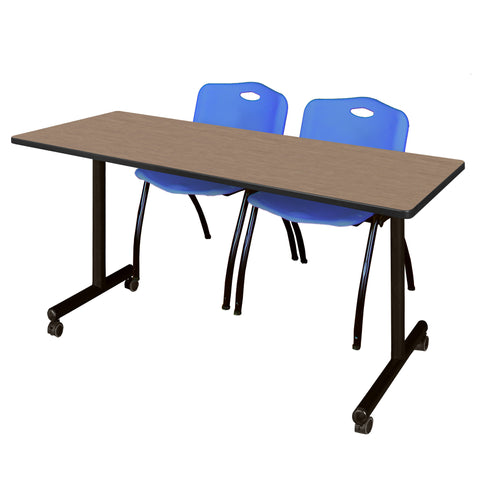 Regency Kobe 48 x 24 in. Mobile TBase Training Table 2 M Stack Chairs