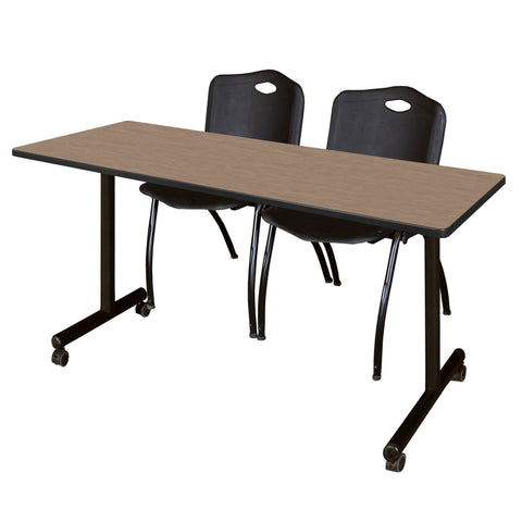 Regency Kobe 48 x 24 in. Mobile TBase Training Table 2 M Stack Chairs