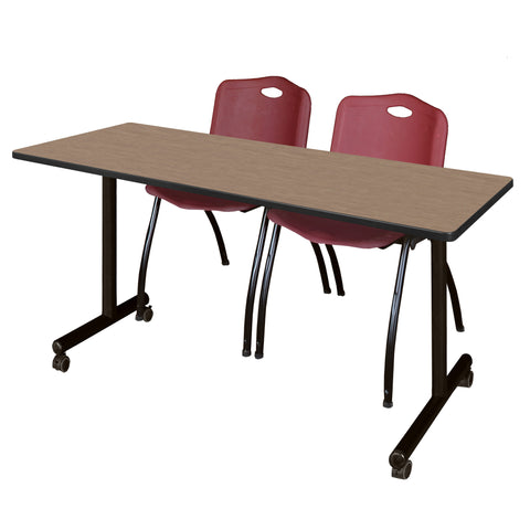 Regency Kobe 48 x 24 in. Mobile TBase Training Table 2 M Stack Chairs
