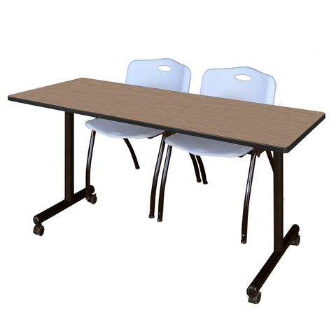 Regency Kobe 48 x 24 in. Mobile TBase Training Table 2 M Stack Chairs