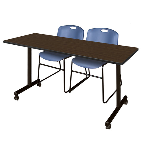 Regency Kobe 48 x 24 in. Mobile TBase Training Table 2 Zeng Stack Chairs