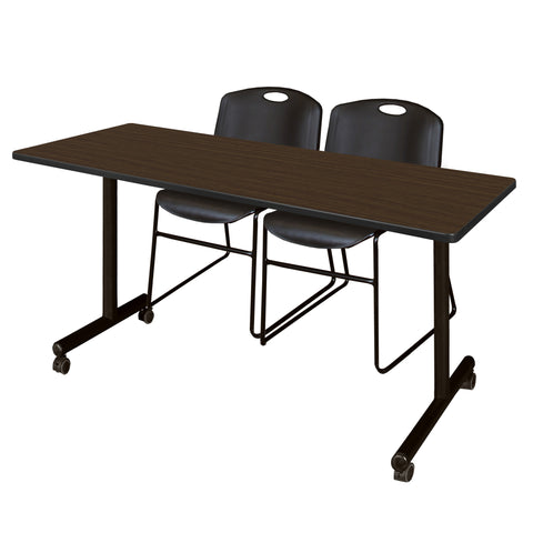 Regency Kobe 48 x 24 in. Mobile TBase Training Table 2 Zeng Stack Chairs