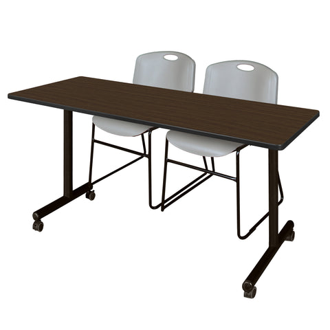 Regency Kobe 48 x 24 in. Mobile TBase Training Table 2 Zeng Stack Chairs