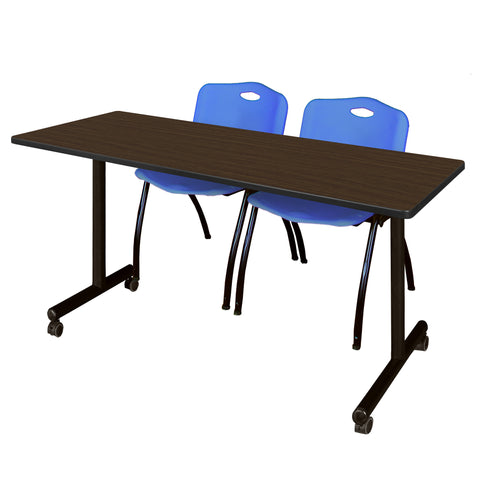 Regency Kobe 48 x 24 in. Mobile TBase Training Table 2 M Stack Chairs