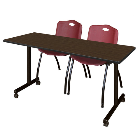 Regency Kobe 48 x 24 in. Mobile TBase Training Table 2 M Stack Chairs