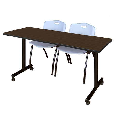 Regency Kobe 48 x 24 in. Mobile TBase Training Table 2 M Stack Chairs