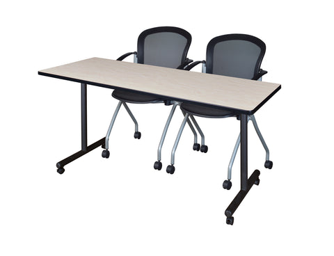 Regency Kobe 48 x 24 in. Mobile TBase Training Table 2 Cadence Nesting Chairs