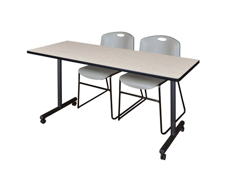 Regency Kobe 48 x 24 in. Mobile TBase Training Table 2 Zeng Stack Chairs