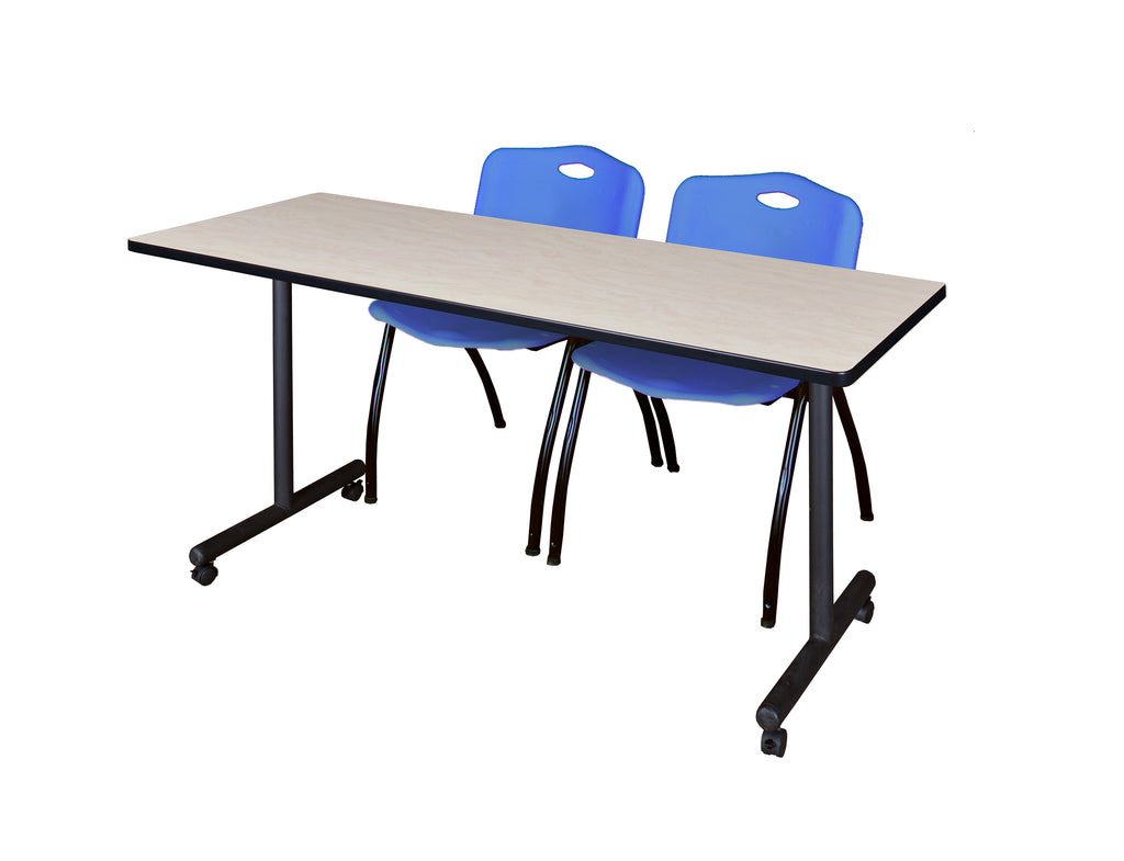 Regency Kobe 48 x 24 in. Mobile TBase Training Table 2 M Stack Chairs