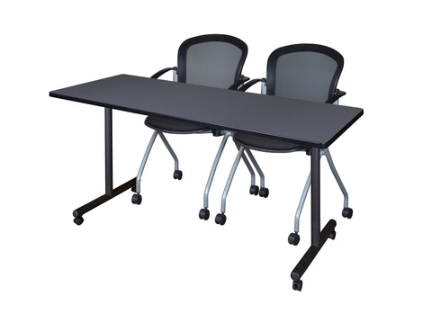 Regency Kobe 48 x 24 in. Mobile TBase Training Table 2 Cadence Nesting Chairs