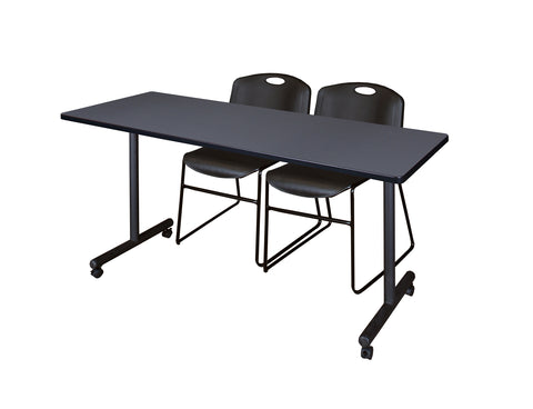 Regency Kobe 48 x 24 in. Mobile TBase Training Table 2 Zeng Stack Chairs