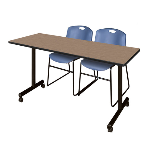 Regency Kobe 48 x 24 in. Mobile TBase Training Table 2 Zeng Stack Chairs