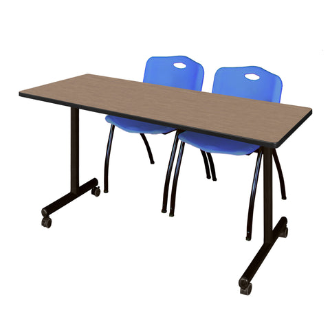 Regency Kobe 48 x 24 in. Mobile TBase Training Table 2 M Stack Chairs
