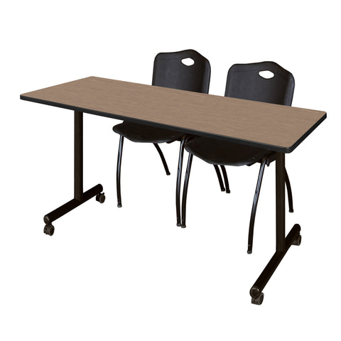 Regency Kobe 48 x 24 in. Mobile TBase Training Table 2 M Stack Chairs